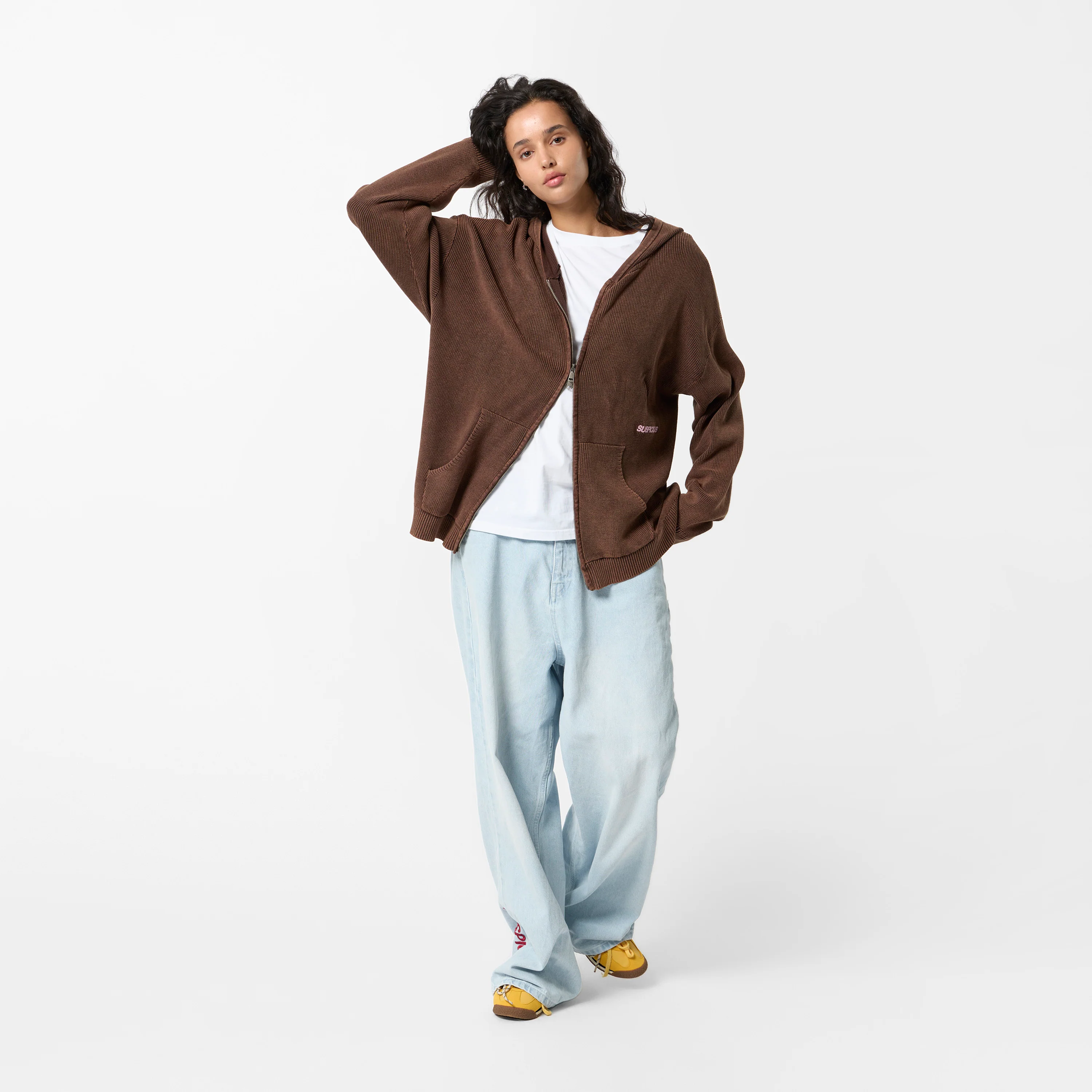 EoS / The Essentials Washed Zipped Knit - Brown - Image 7
