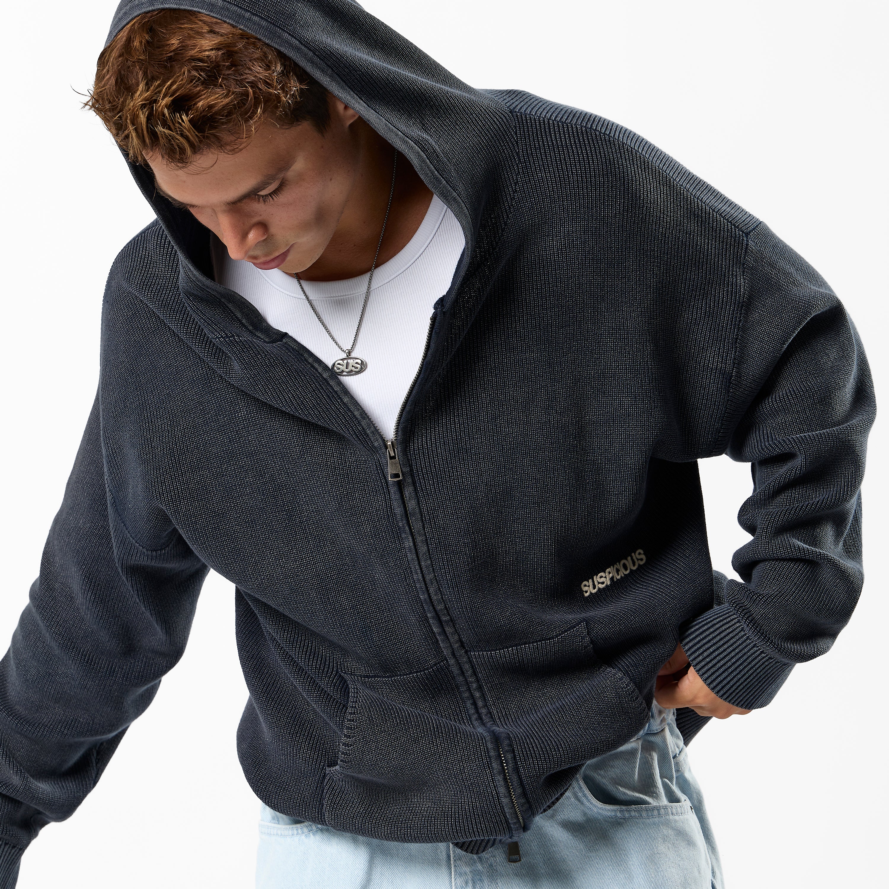 EoS / The Essentials Washed Zipped Knit - Nightfall - Image 8