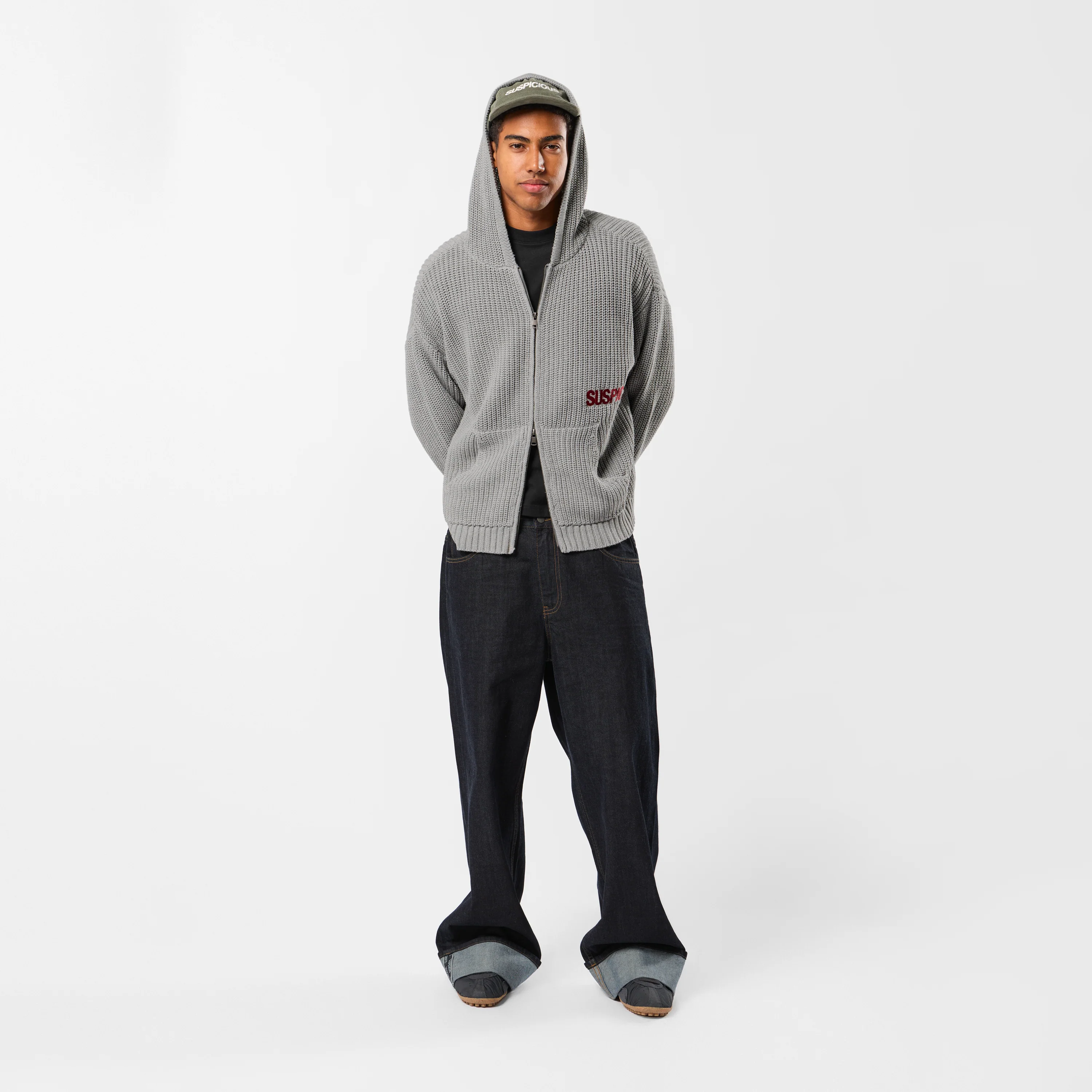 Fall / Core Zip-Up Knitted Hoodie - Neutral Heather - Image 7