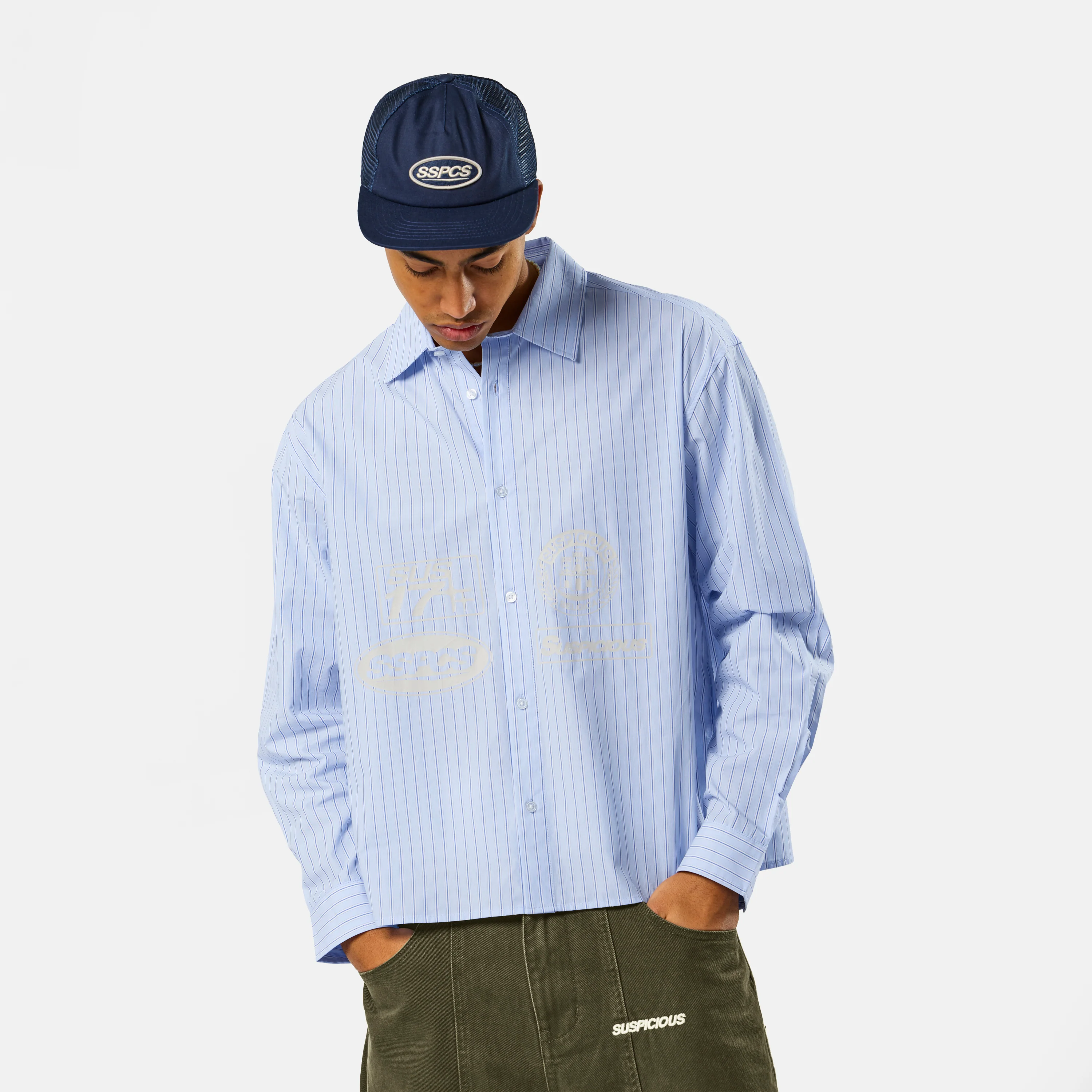 Off Season / Line Up Striped Longsleeve Shirt - Light Blue - Image 9