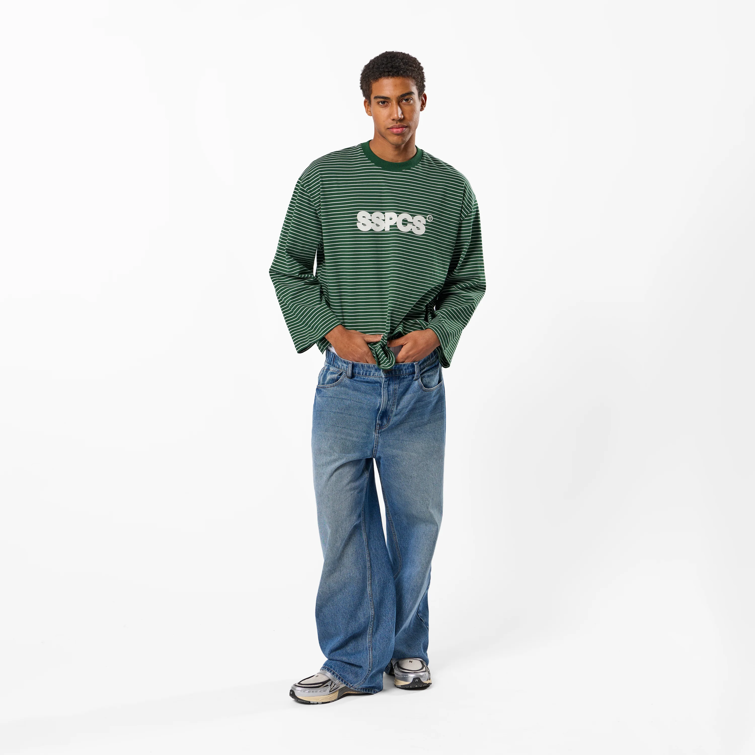 PL / The SSPCS Striped Longsleeve - Dark Forest Green - Image 3