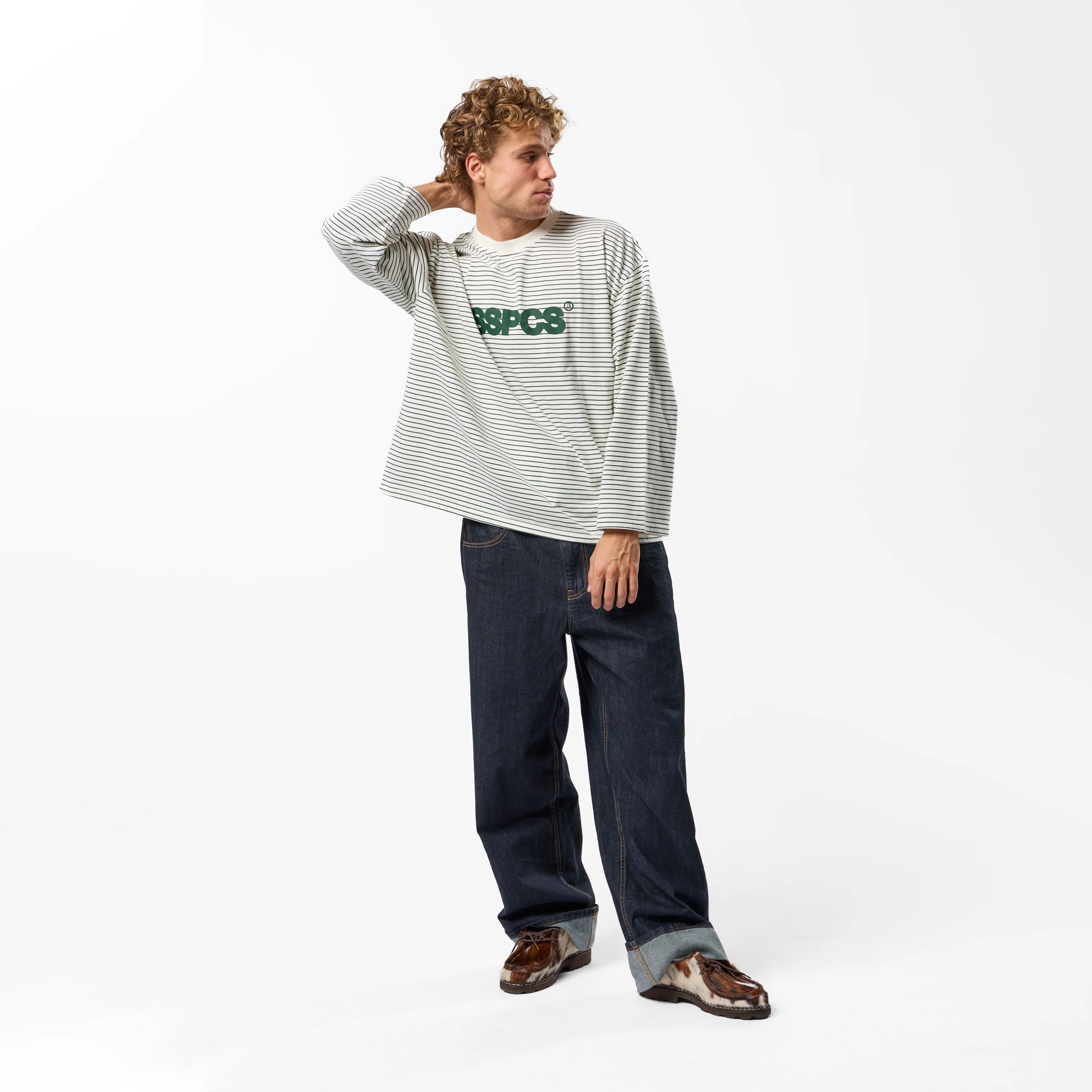 PL / The SSPCS Striped Longsleeve - Forest Green & White - Image 3