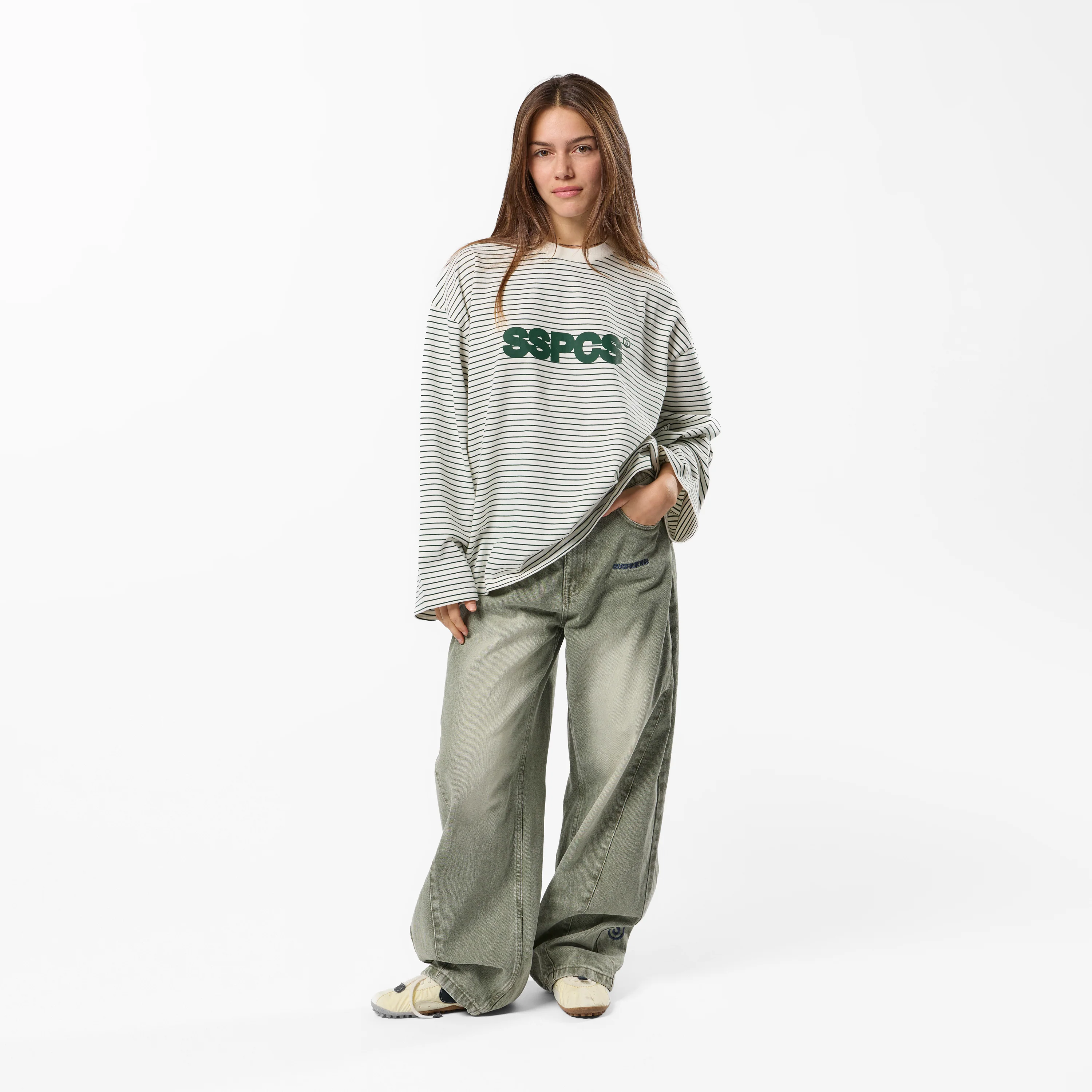 PL / The SSPCS Striped Longsleeve - Forest Green & White - Image 7