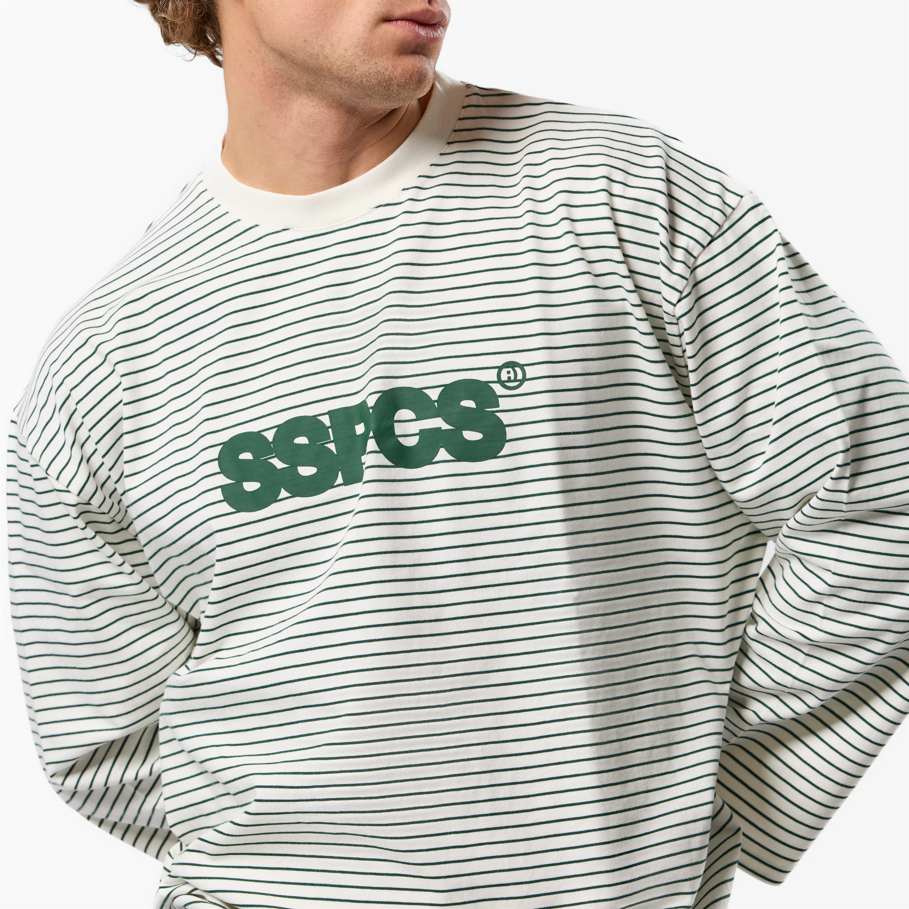 PL / The SSPCS Striped Longsleeve - Forest Green & White - Image 8