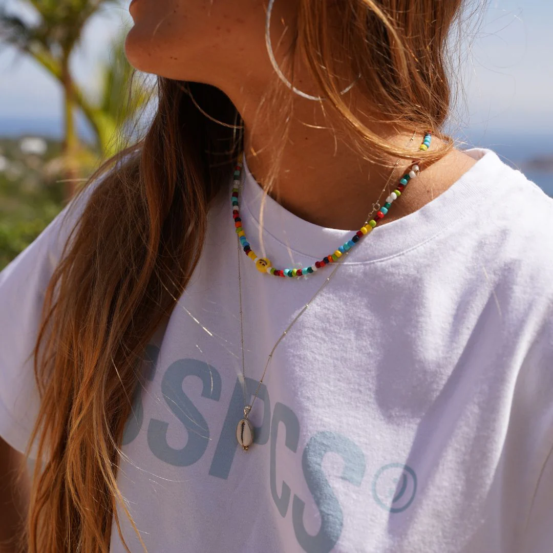 (SS24) The Smiley Tee - White // Coral Blue - Image 7