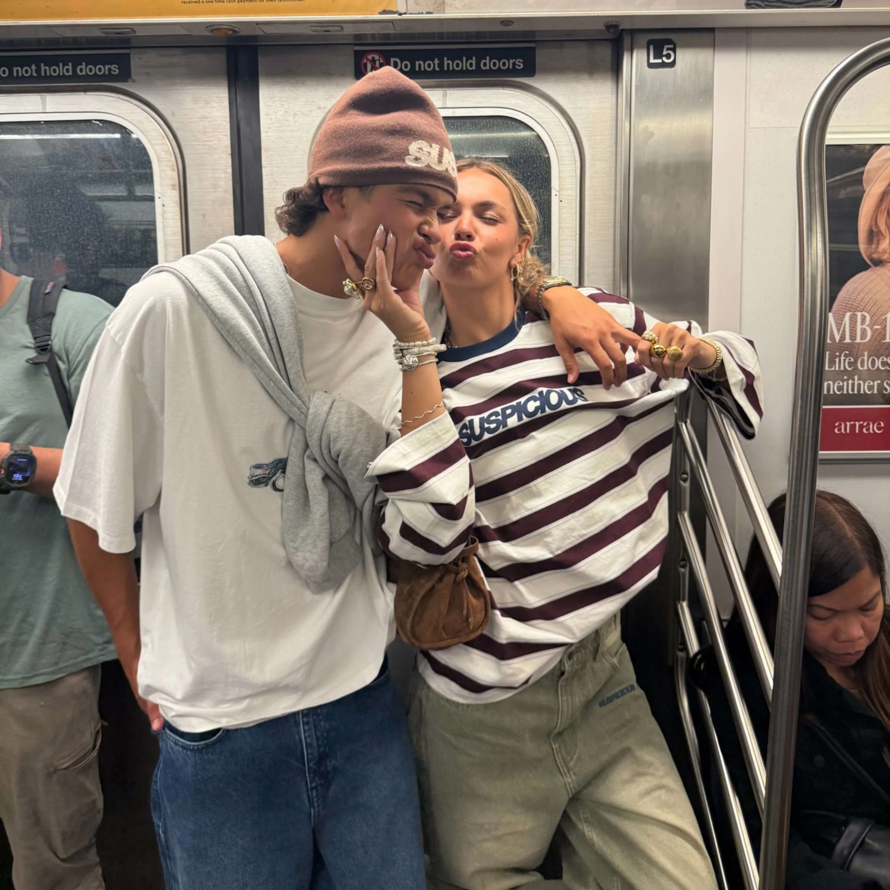 Winter1 / Striped Longsleeve - Natural & Red - Image 10