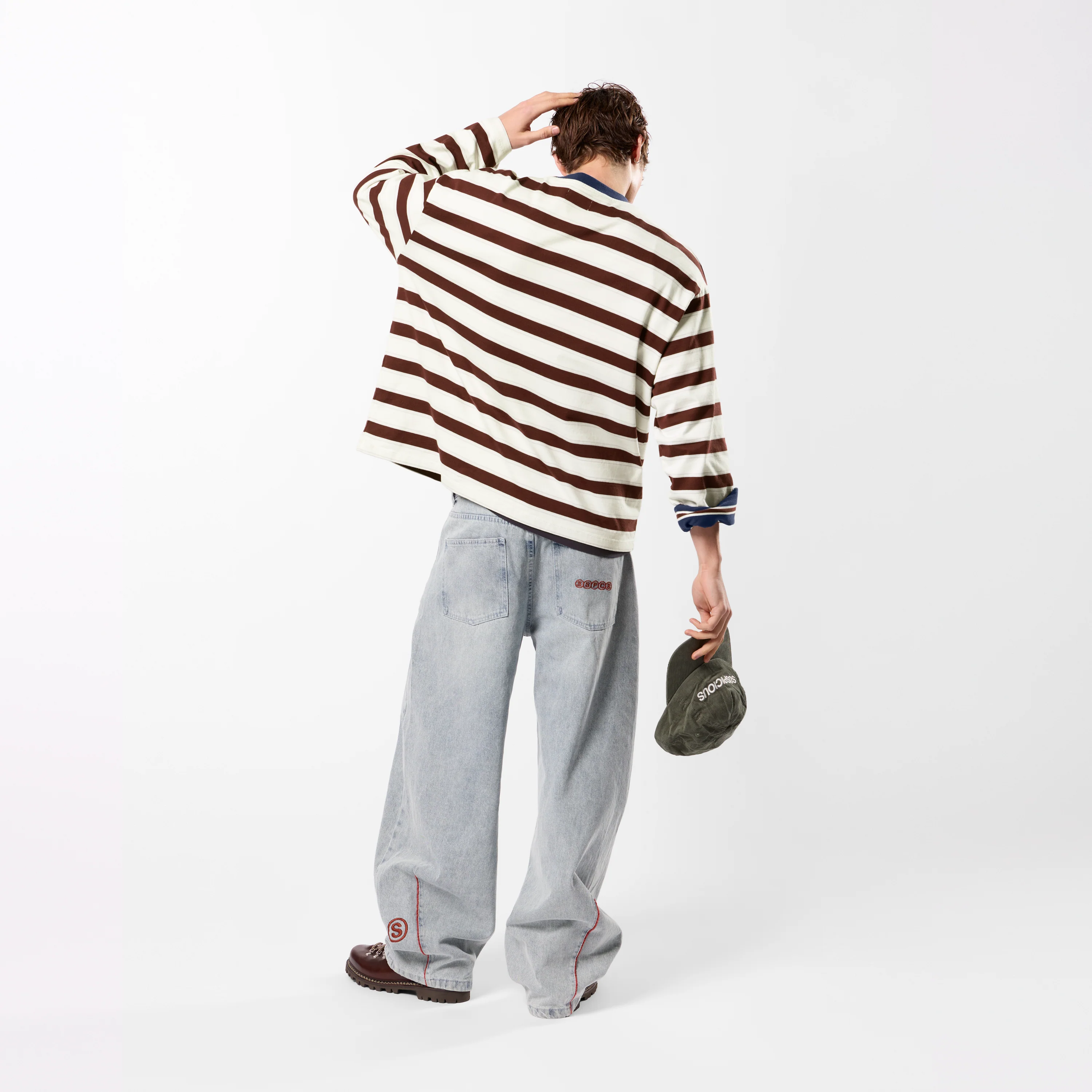 Winter1 / Striped Longsleeve - Natural & Red - Image 3
