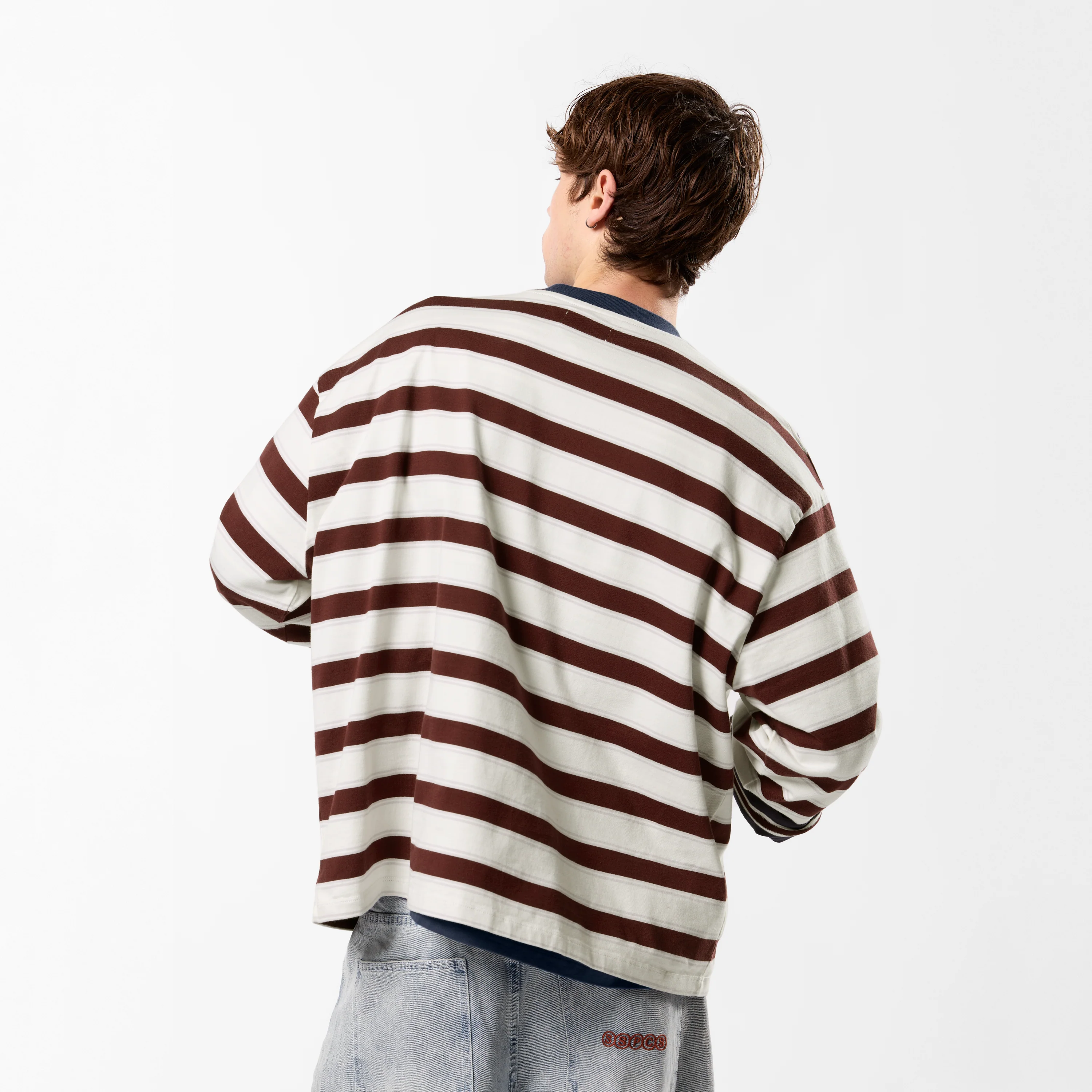 Winter1 / Striped Longsleeve - Natural & Red - Image 6