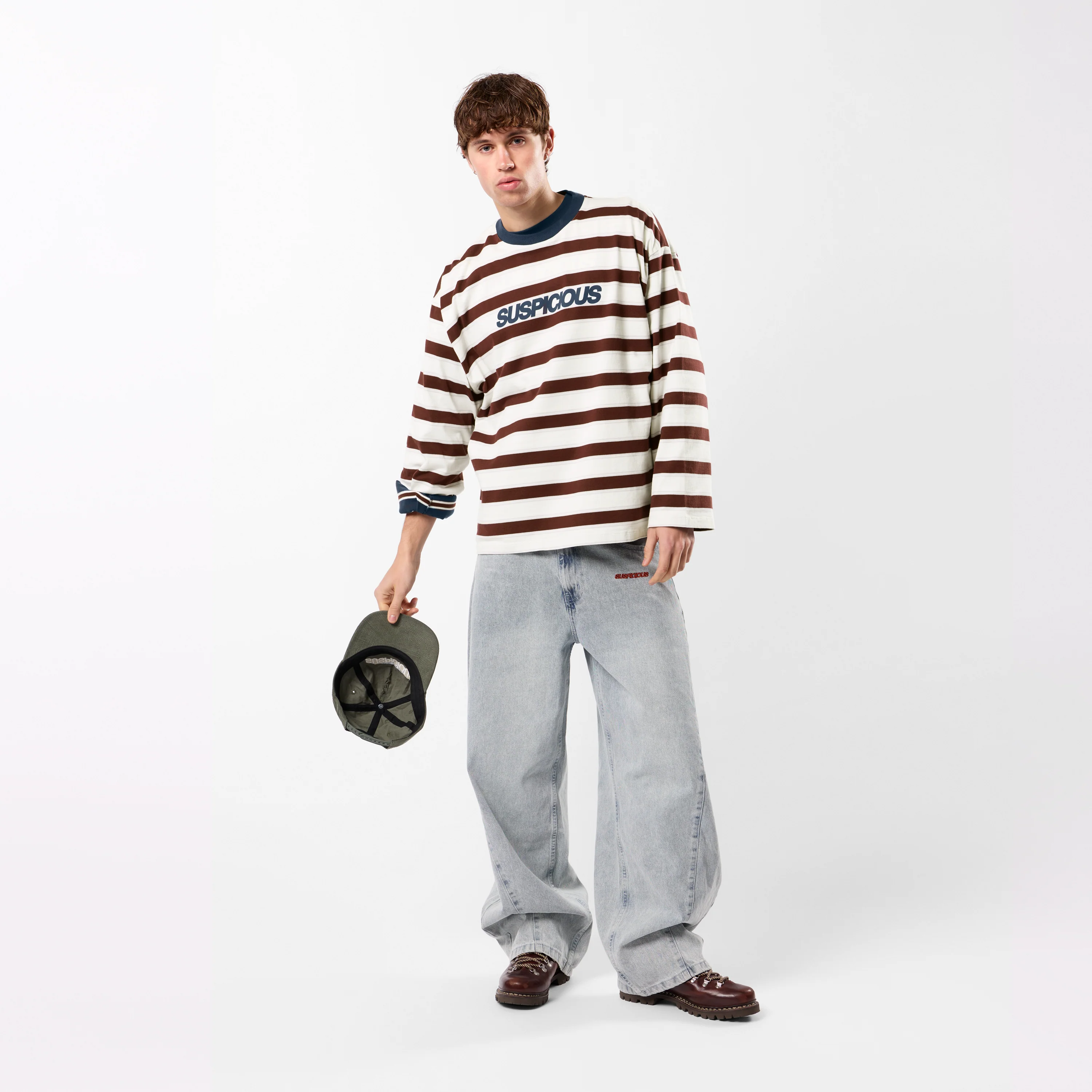 Winter1 / Striped Longsleeve - Natural & Red - Image 7