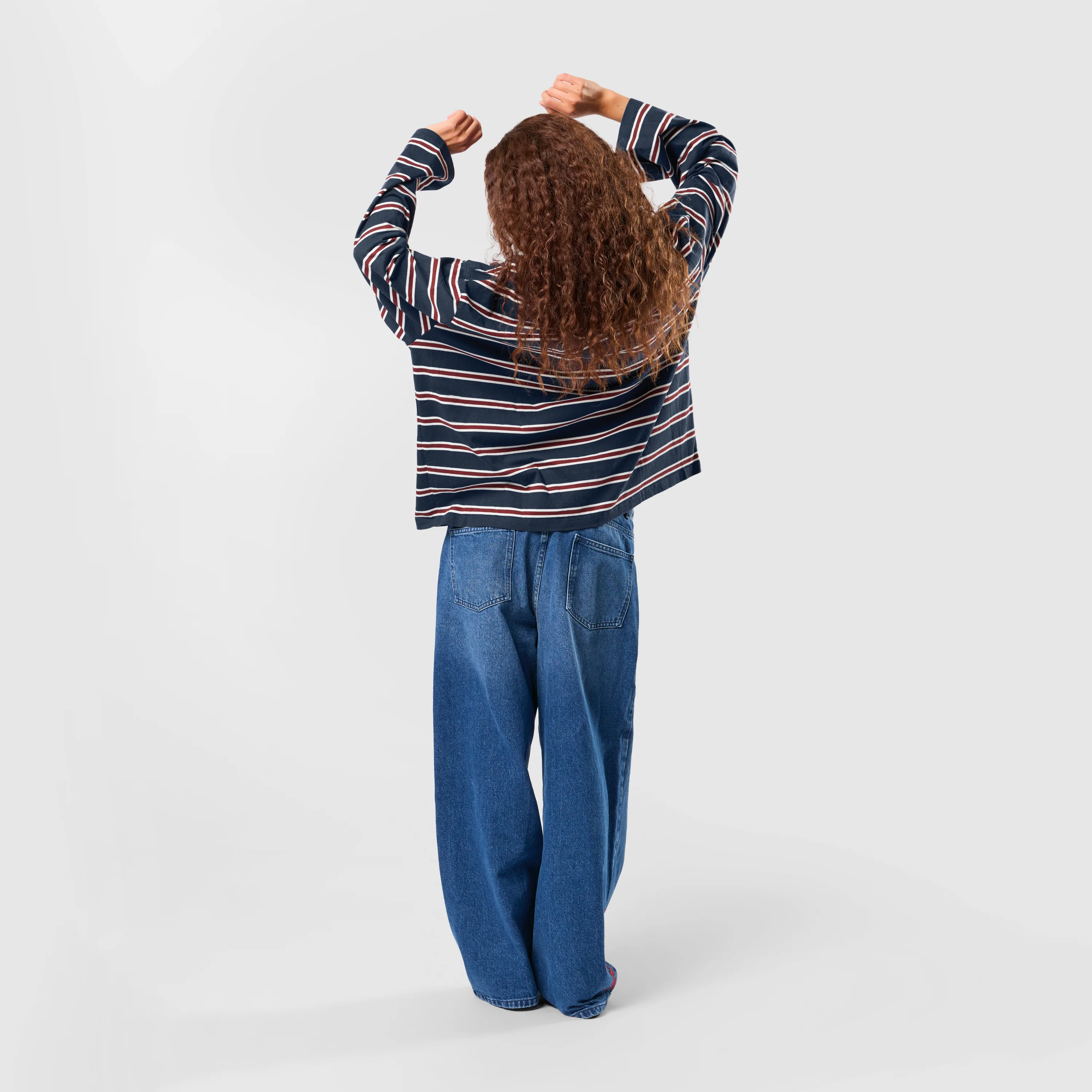 Winter1 / Striped Longsleeve - Navy & Red - Image 3