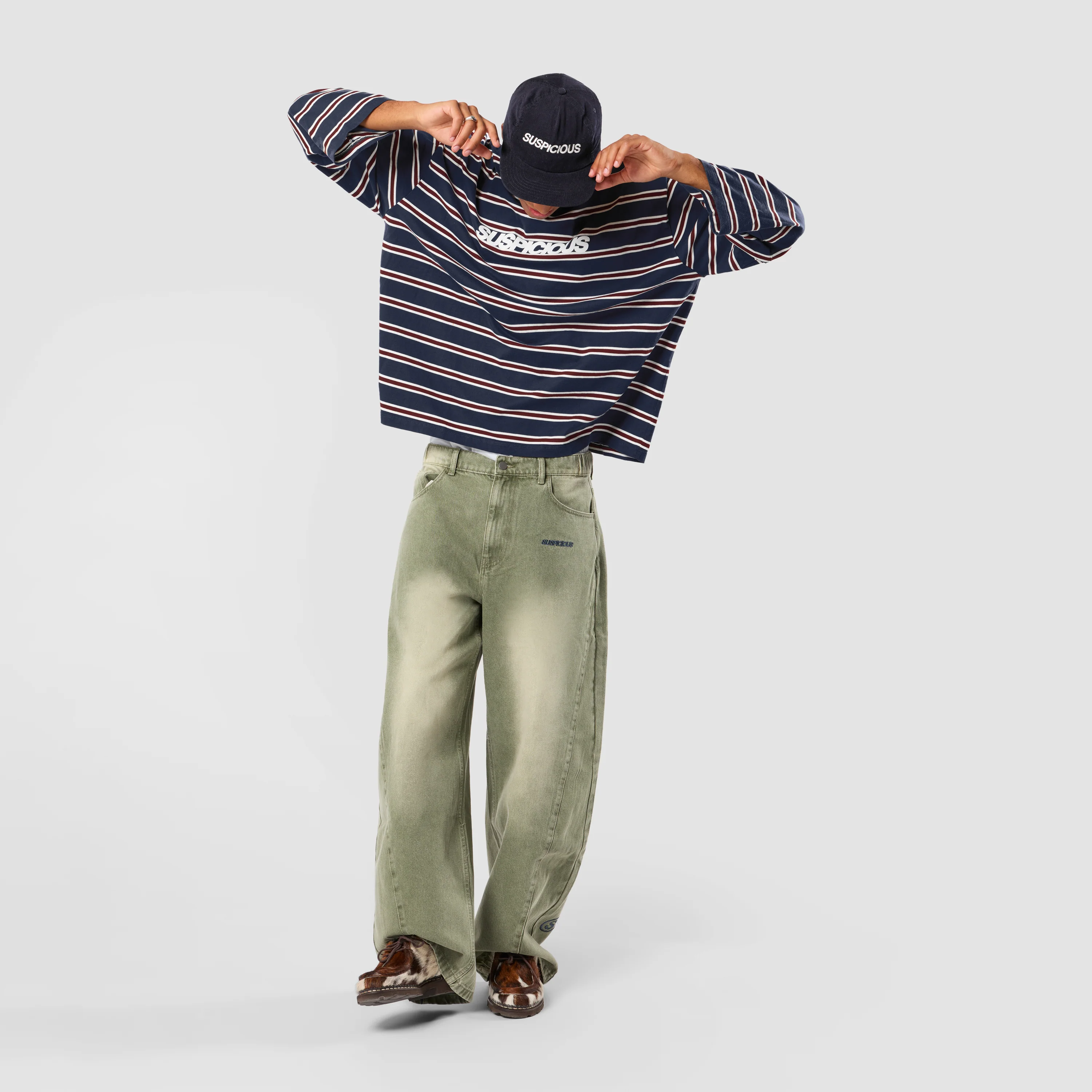 Winter1 / Striped Longsleeve - Navy & Red - Image 4