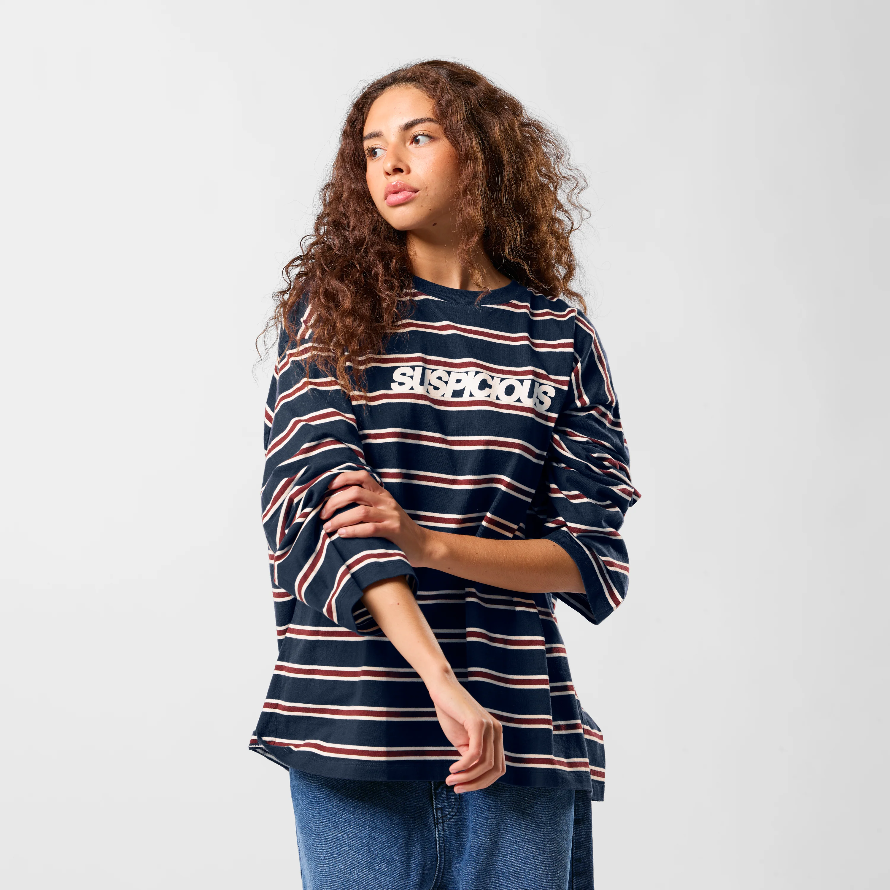 Winter1 / Striped Longsleeve - Navy & Red - Image 6