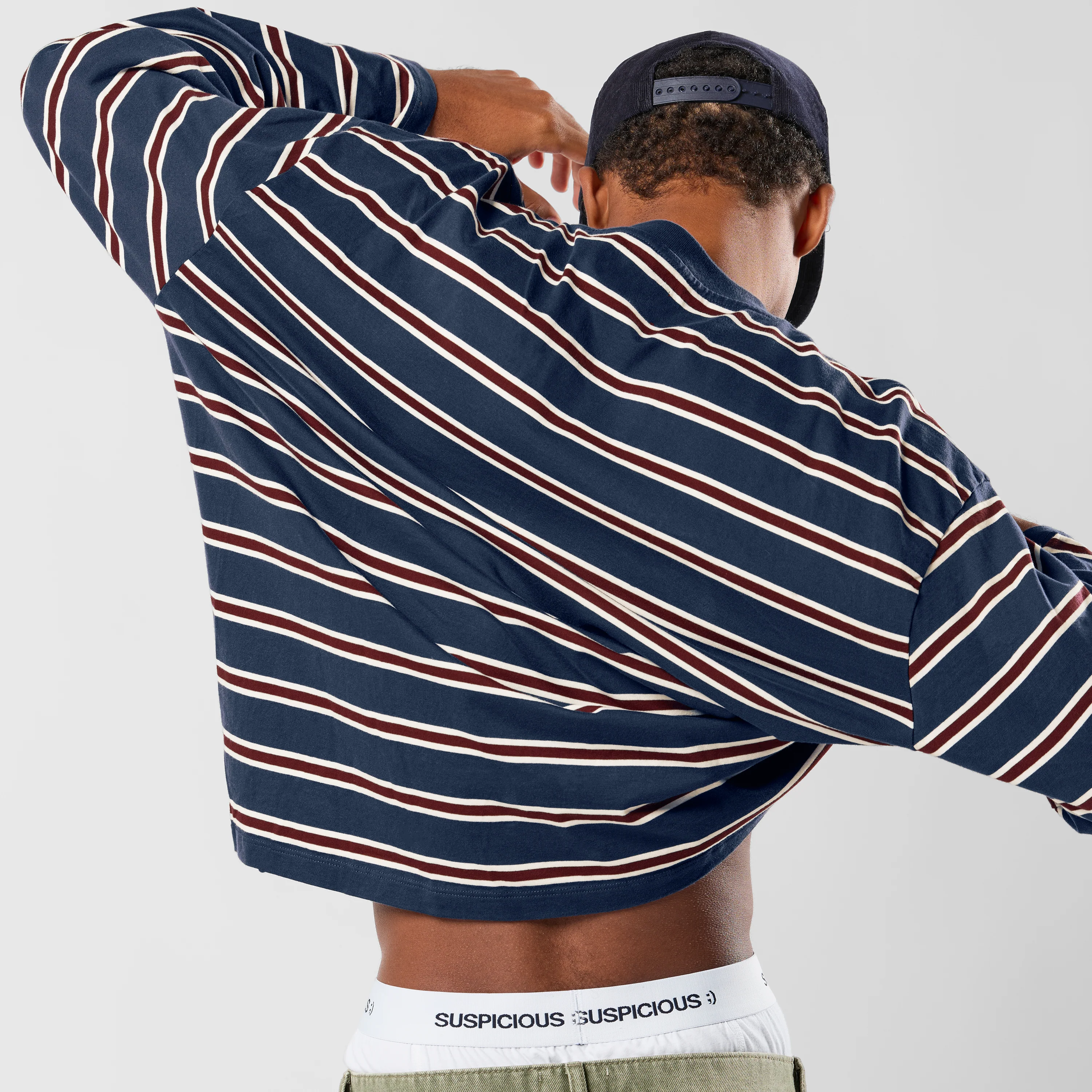 Winter1 / Striped Longsleeve - Navy & Red - Image 7
